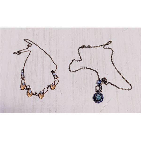 2 VINTAGE JEWELED NECKLACES