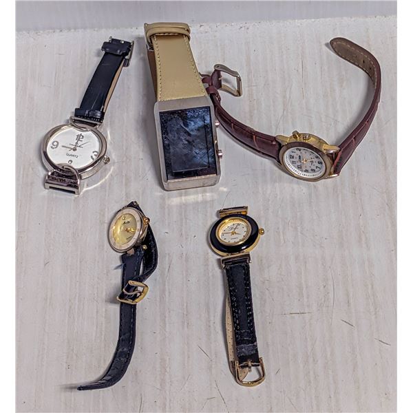 5 LADIES LEATHER STRAP WATCHES