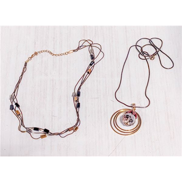 2 BLACK AND GOLD BOX CHAIN NECLACES