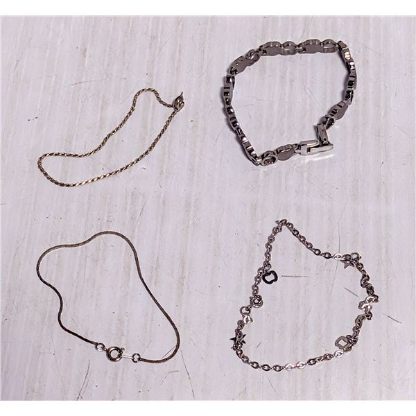 4 SILVER TONE BRACELETS