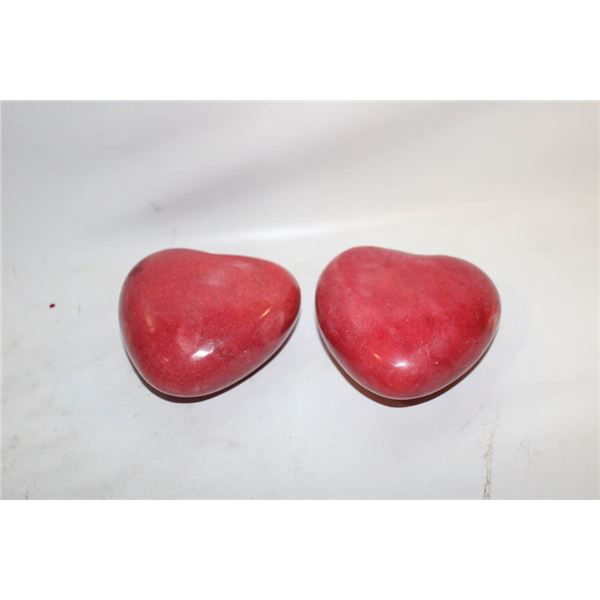 2 HEARTS HAND CARVED FROM STONE
