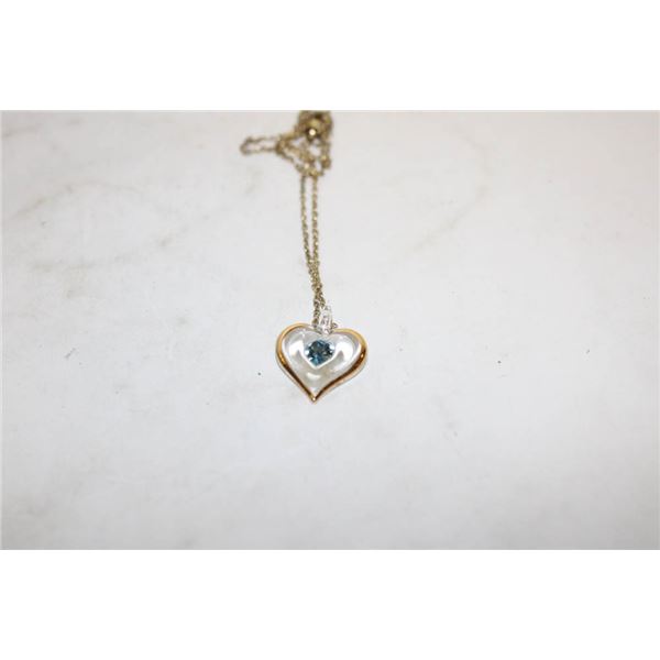 GOLD TONE CHAIN WITH JEWELED HEART PENDANT