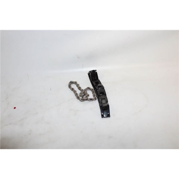 BC STEEL BLK PLUS SILVER TONE ROPE CHAIN