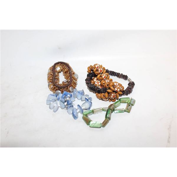 5 ROCK AND WOODEN BRACELETS