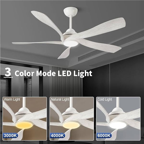 BRAND NEW MELKELEN WHITE CEILING FAN 56" LED LIGHT