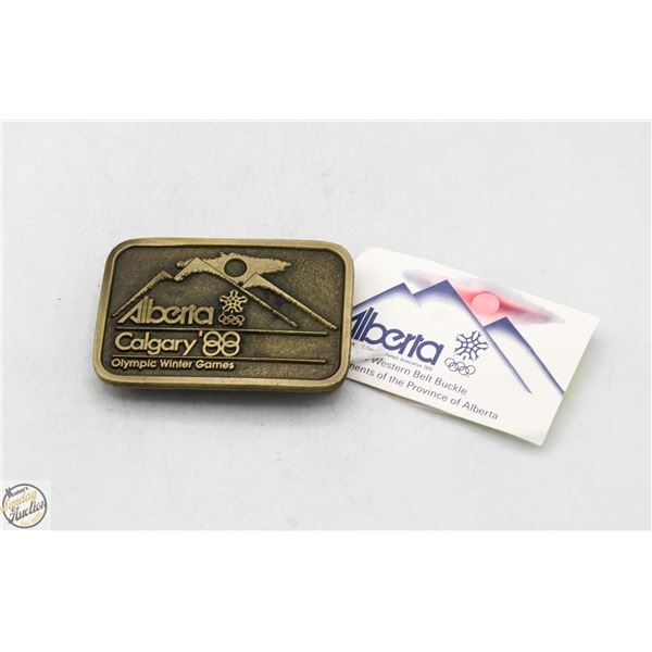 1988 CALGARY OLYMPICS BRASS BELT BUCKLE