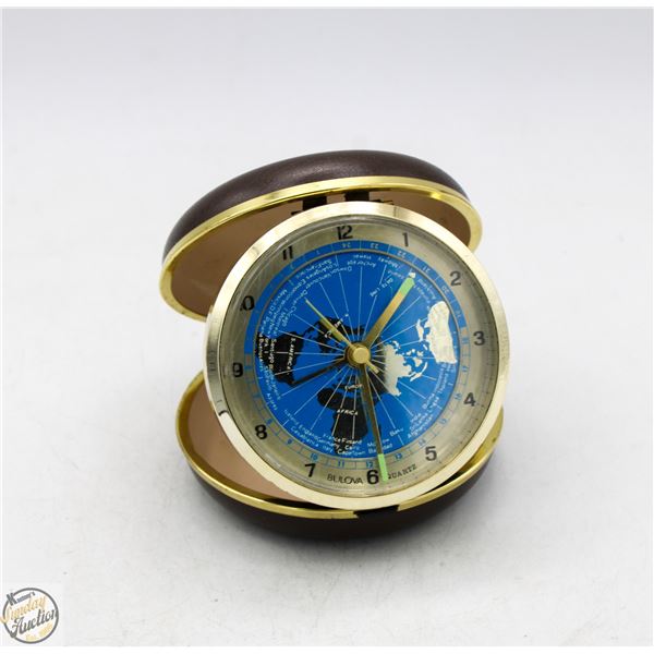 BOX WITH VINTAGE BULOVA QUARTZ FOLDING