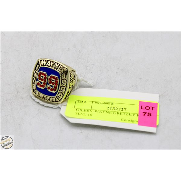 REPLICA OILERS' WAYNE GRETZKY RING SIZE 10