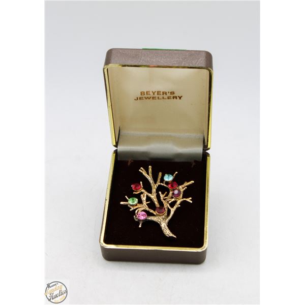 1950'S STER SILV TREE OF LIFE BROOCH- 11.25 GRAMS