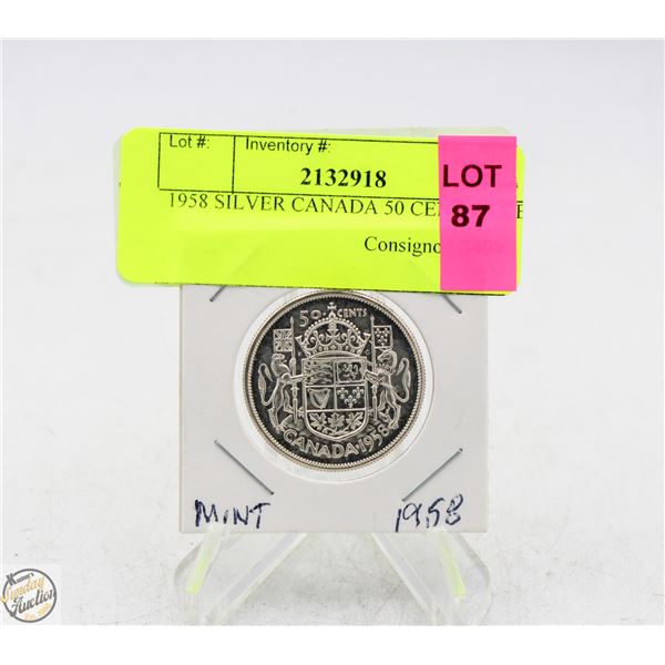 1958 SILVER CANADA 50 CENT PIECE