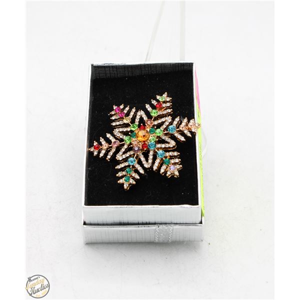 NEW CHRISTMAS SNOWFLAKE BROOCH WITH
