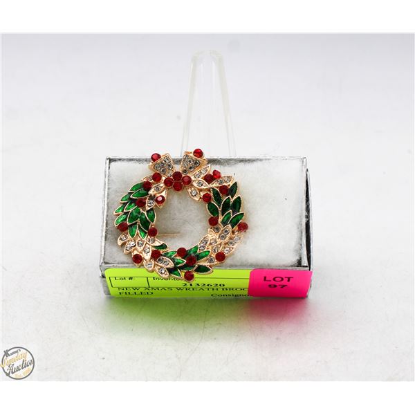 NEW XMAS WREATH BROOCH FILLED