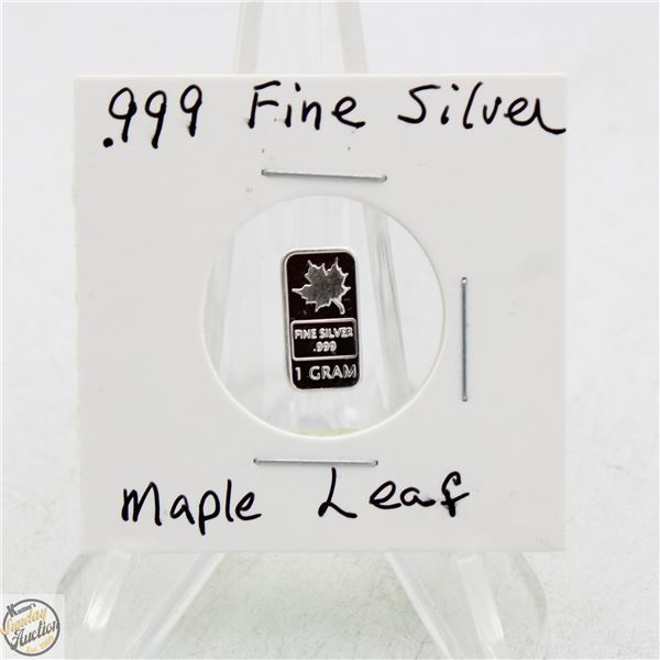 #3381-CANADIAN .999 FINE SILVER 1 GRAM BAR WITH