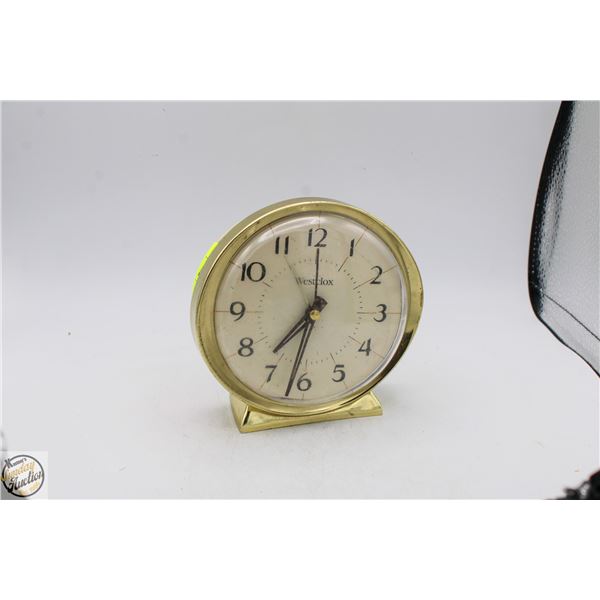VINTAGE WESTLOX ALARM CLOCK, WORKS