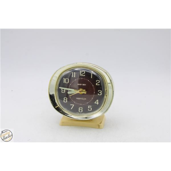 VINTAGE WESTLOX BABY BEN MECHANICAL ALARM CLOCK