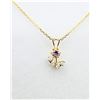Image 1 : 14KT YELLOW GOLD PINK AND WHITE CZ FLOWER