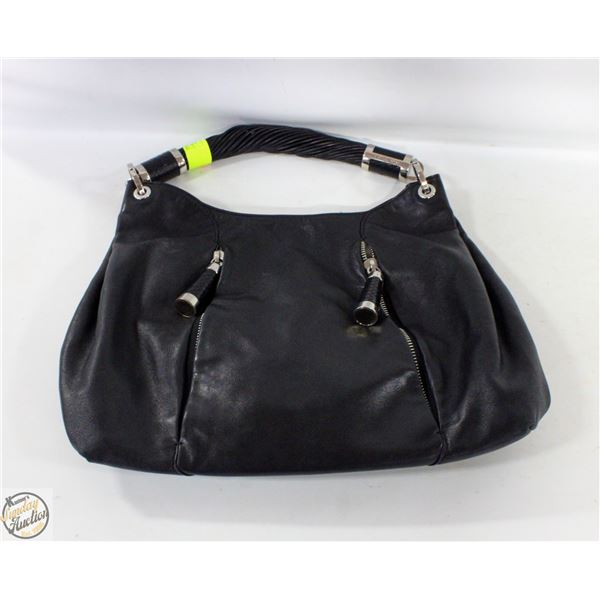 MICHAEL KORS SATCHEL HOBO SHOULDER BAG BLK LEATHER
