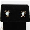Image 1 : SET OF 14K YELLOW GOLD OPAL EARRINGS