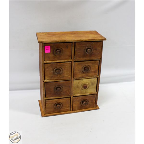 ESTATE WOOD 8 DRAWER JEWELLERY CABINET