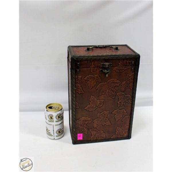 WOOD LEAVE DESIGN WINE BOTTLE STORAGE BOX