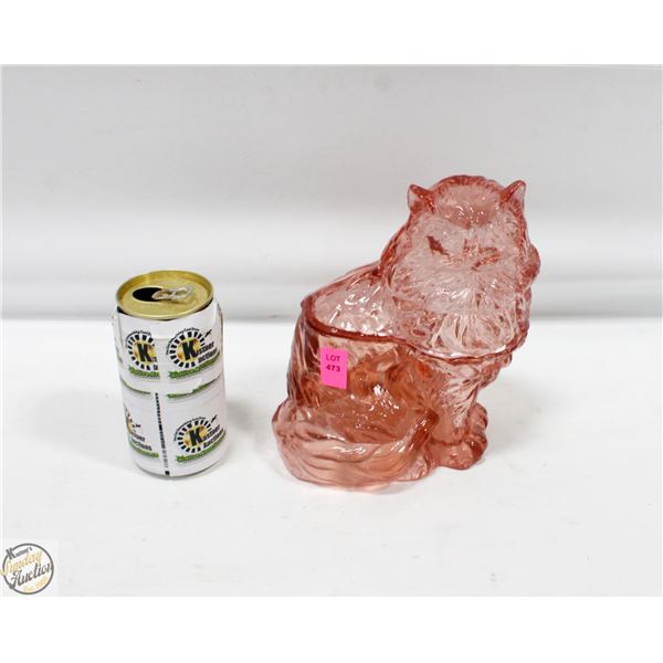 ESTATE PINK DEPRESSION GLASS CAT