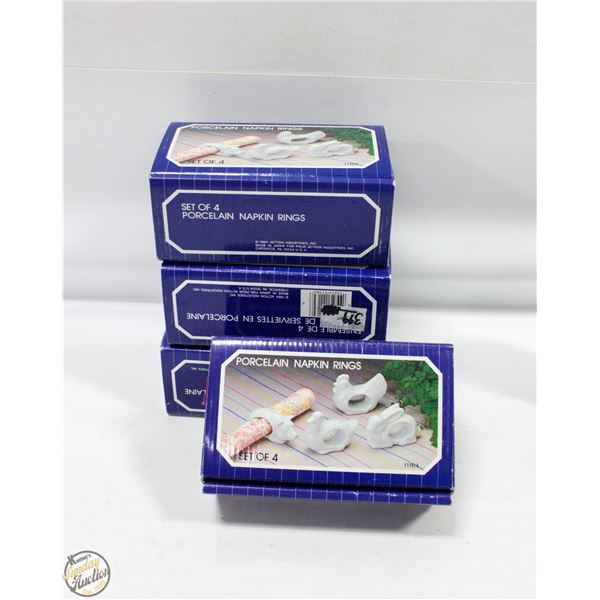 4 SETS OF ESTATE PORCELAIN NAPKIN RINGS