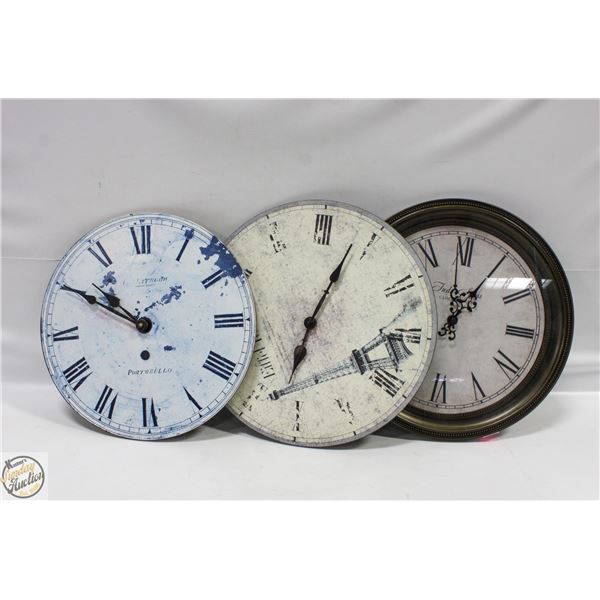 ESTATE LOT OF 3 WALL CLOCKS