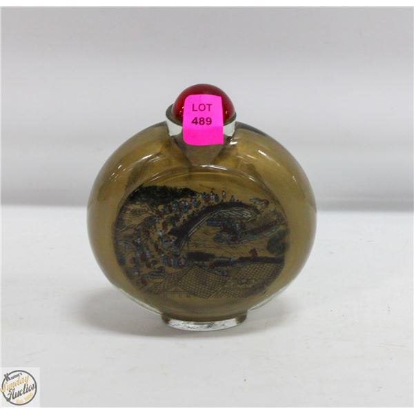 LARGE VINTAGE GLASS SNUFF BOTTLE