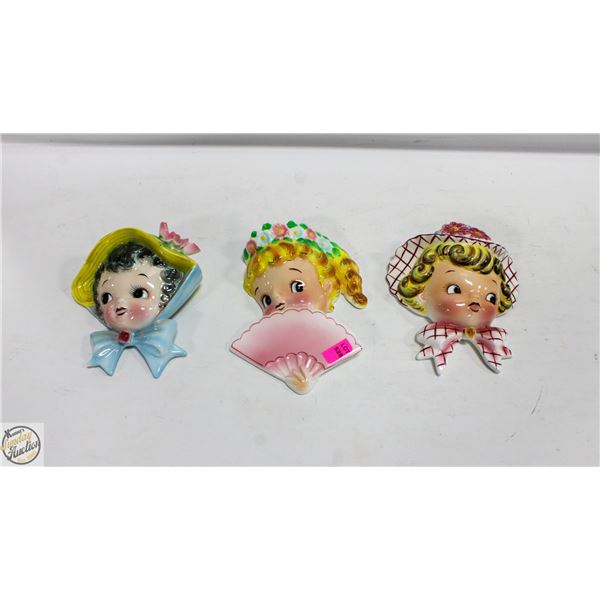 ESTATE SET OF 3 MADE IN JAPAN HAND PAINTED WALL