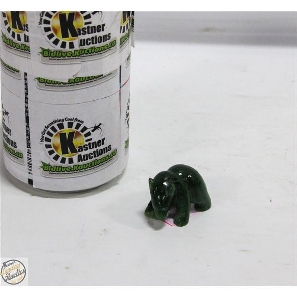 ESTATE JADE BEAR ORNAMENT WITH HALF FISH