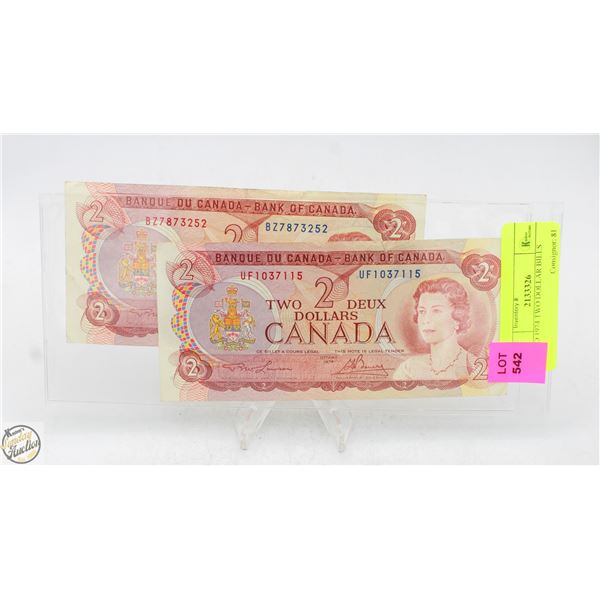 TWO 1974 TWO DOLLAR BILLS