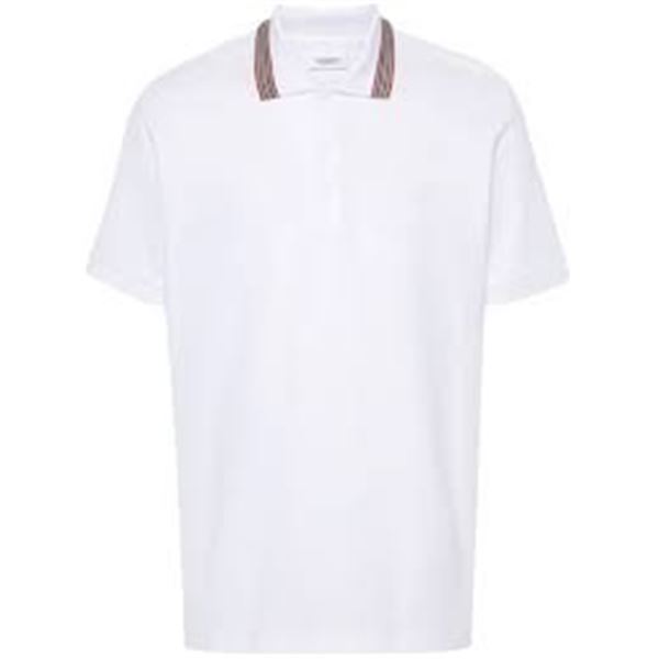 BRAND NEW BURBERRY CHECK COLLAR POLO MEDIUM WHITE