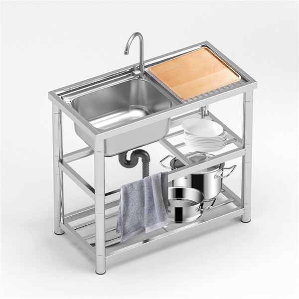 NEW STAINLESS STEEL UTILITY SINK 90 X 45 X 80CM