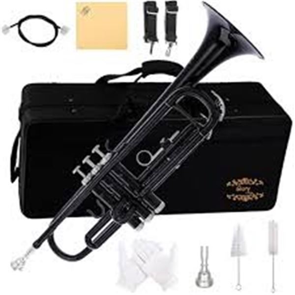 NEW W/BOX GLORY BB TRUMPET W/CASE & GLOVES BLACK