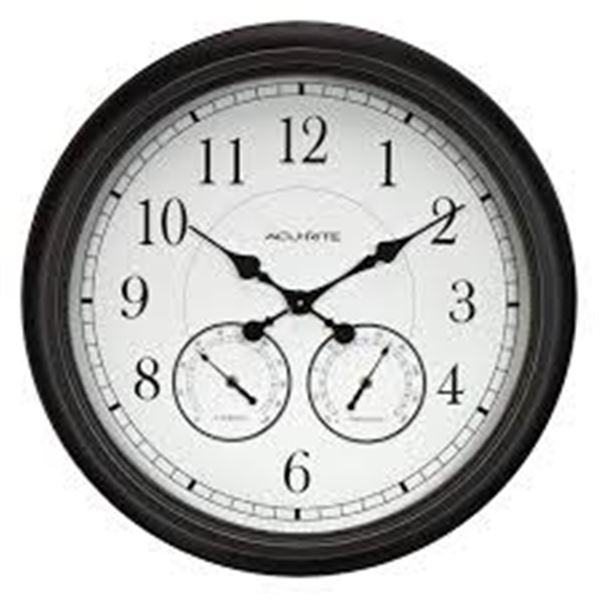NEW W BOX ACURITE 24" WEATHERED BLACK WALL CLOCK