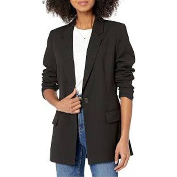 NEW THE DROP WOMENS BLAKE LONG BLAZER BLACK XL