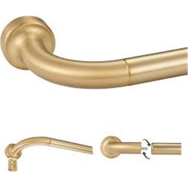 BRAND NEW 2PK WARM GOLD DISC CURTAIN ROD 28-48"