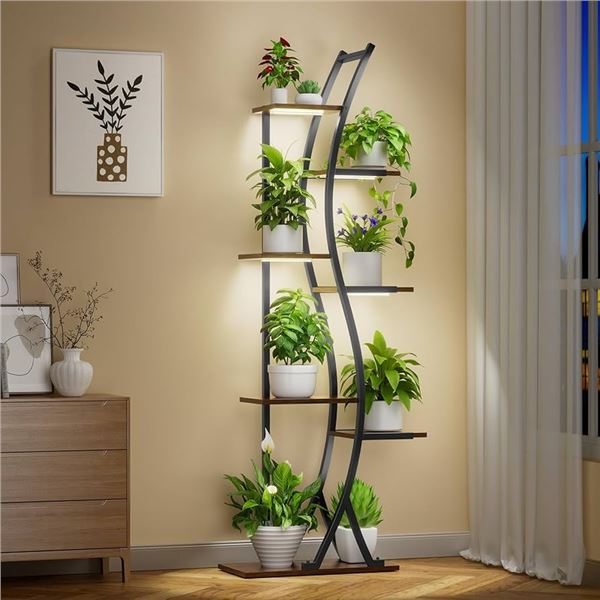 BRAND NEW 7 TIERED METAL WOOD PLANT SHELF 59"