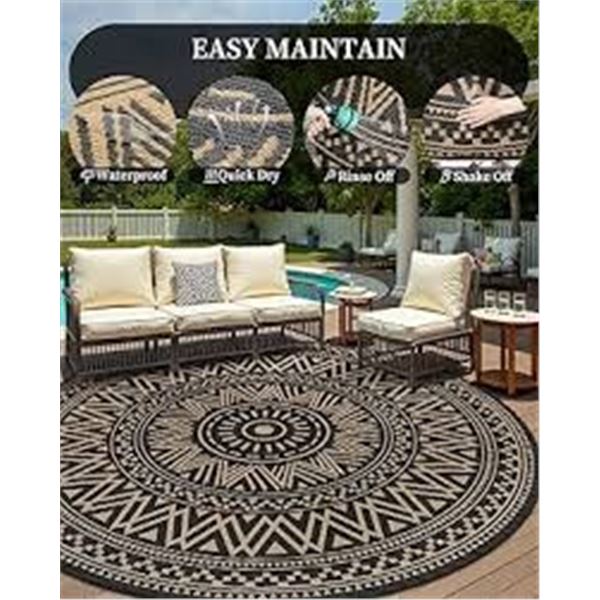 BRAND NEW ROUND OUTDOOR BEIGE BROWN RUG 8X10FT