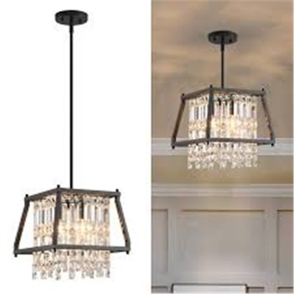 NEW W BOX LMQNINE LIGHT FIXTURE FARMHOUSE CHANDELI