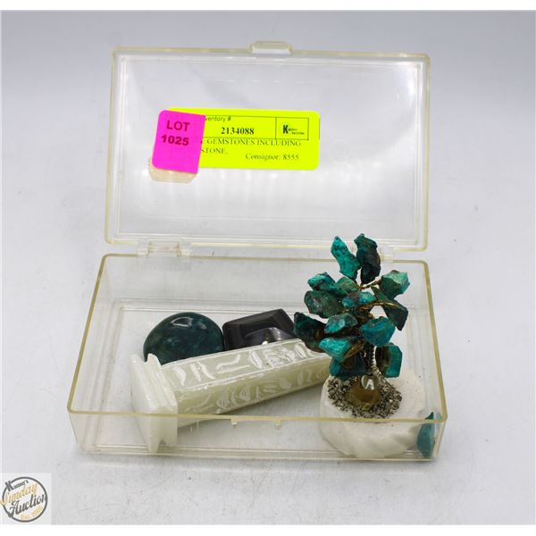 GENUINE GEMSTONES INCLUDING THUMB STONE,