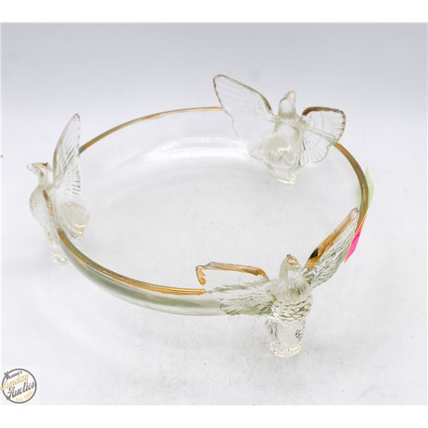 ANTIQUE GOLD TRIMMED CANDY DISH 8" DIAMETER