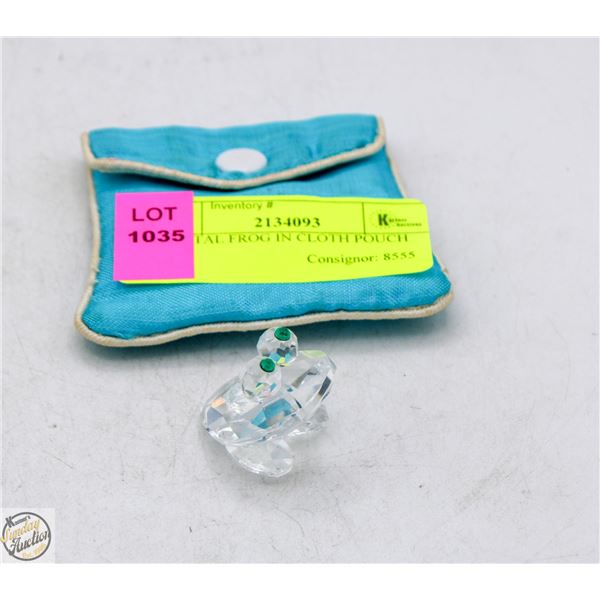 CRYSTAL FROG IN CLOTH POUCH