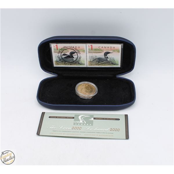 RCM 2000 $1 CANADIAN LOONIE W/STAMPS
