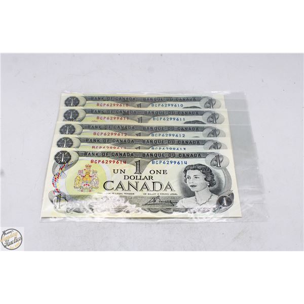 5 CONSECUTIVE SERIAL NUMBERS DOLLAR BILLS