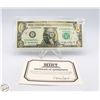 Image 1 : 2006 22K GOLD EDITION TWO DOLLAR BILL WITH COA
