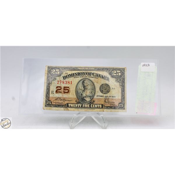1923 25 CENT SHINPLASTER NOTE