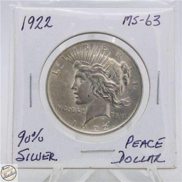 1922 90% SILVER PEACE DOLLAR