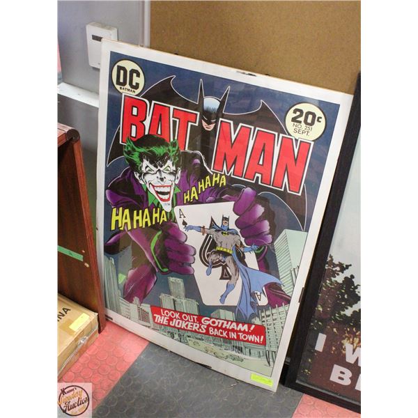 26 X 38 BATMAN POSTER BEHIND PLEXI GLASS