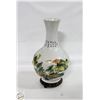 Image 1 : VINTAGE CHINESE VASE H-17" WITH WOODEN STAND